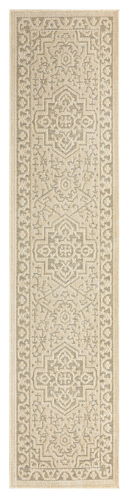 Nourison Tulum 2' x 6' Taupe Olive Outdoor Rug