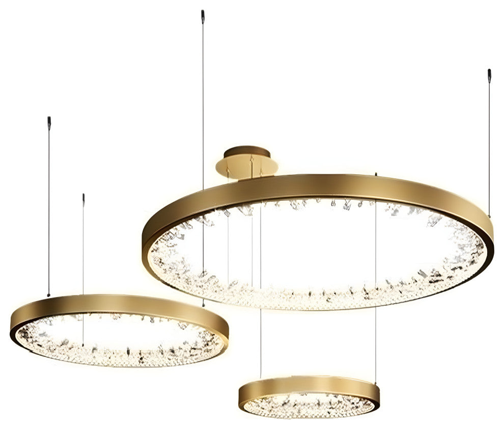 Zeddiani | Gold Rings Led Crystal Chandelier for Bedroom, 3 Rings 7 Bases