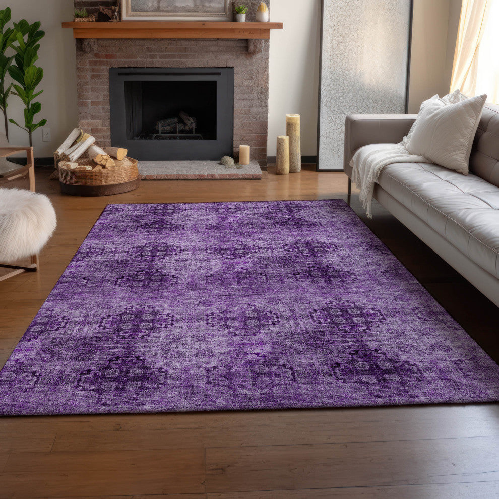 Premium Machine Washable Mayfield AMF557 Eggplant 3' x 5' Rug
