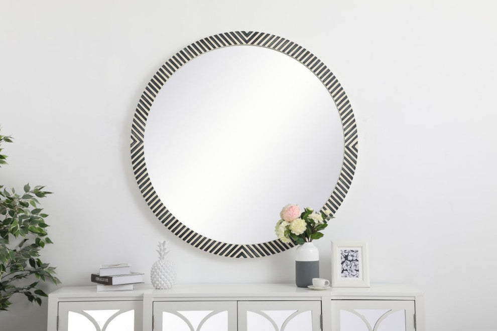 Otto Round Mirror, 48", Chevron