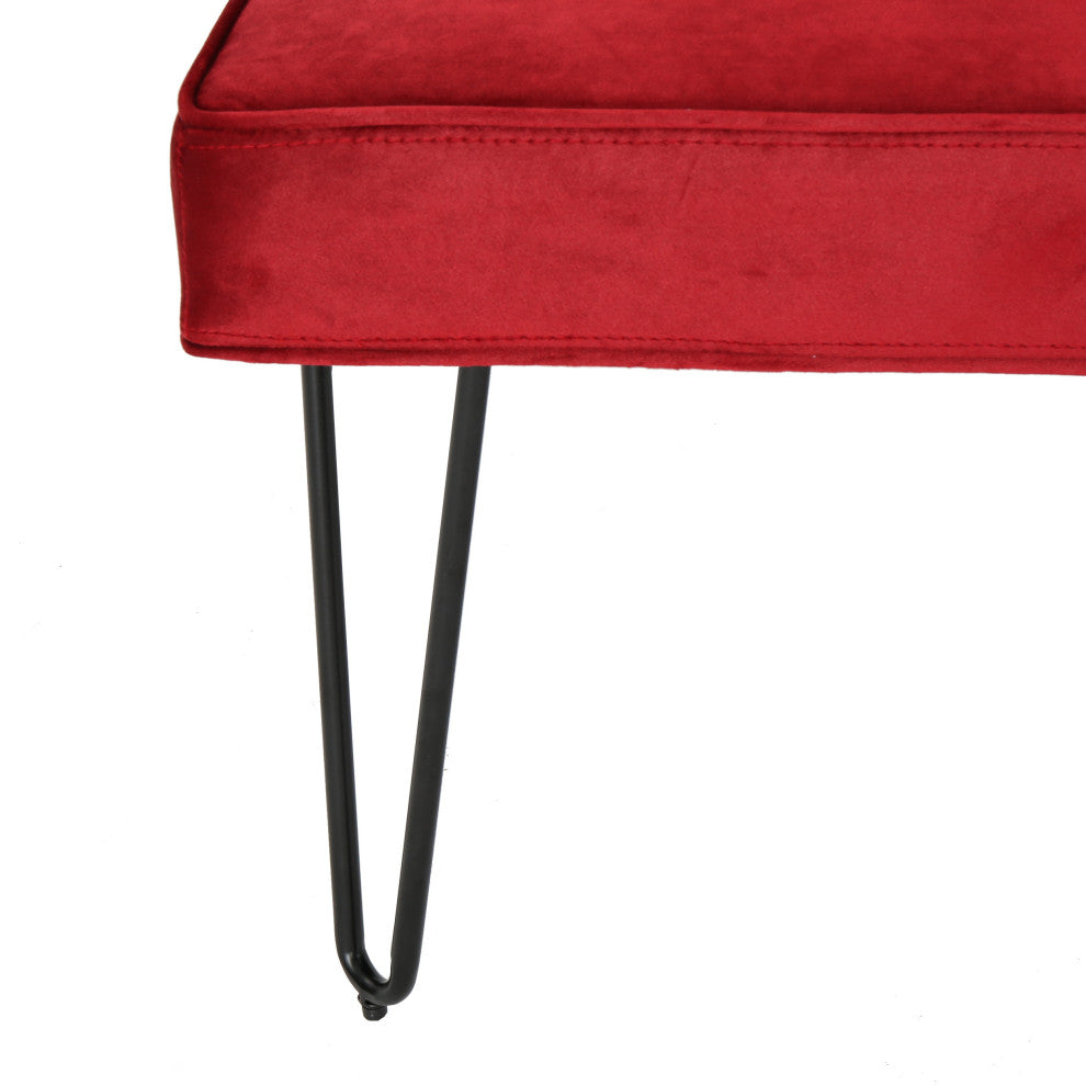 GDF Studio DuSoleil Velvet Modern Armless Chair, Berry