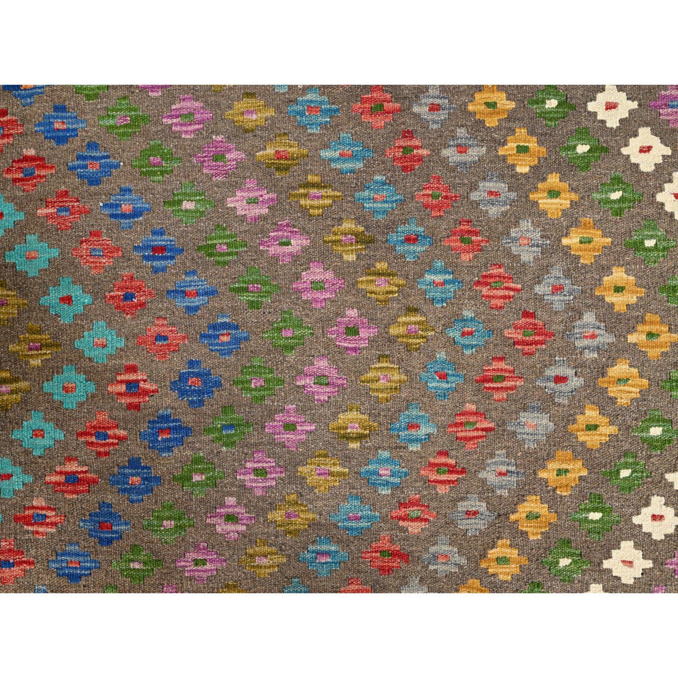Colorful, Extra Soft Wool, Hand Woven, Afghan Kilim, Oriental Rug, 7'x9'8"