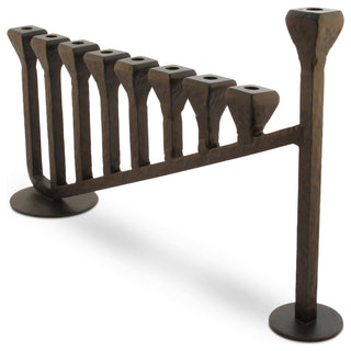 Blacksmith Handmade 9 Branch Iron Hanukkah Menorah Candle Holder