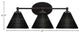 Capri 3-Light Bath Bar, Matte Black/Black Matrix