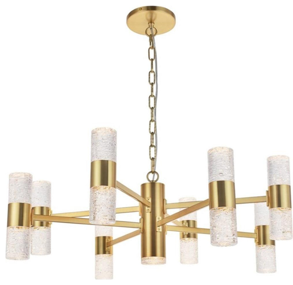 Elegant Lighting Vega 2 Tier 17 Light Clear LED Chandelier in Gold