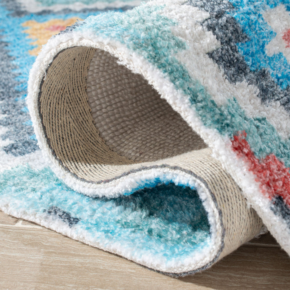 Safavieh Saffron Sfn560M Southwestern Rug, Blue and Aqua, 5'0"x8'0"