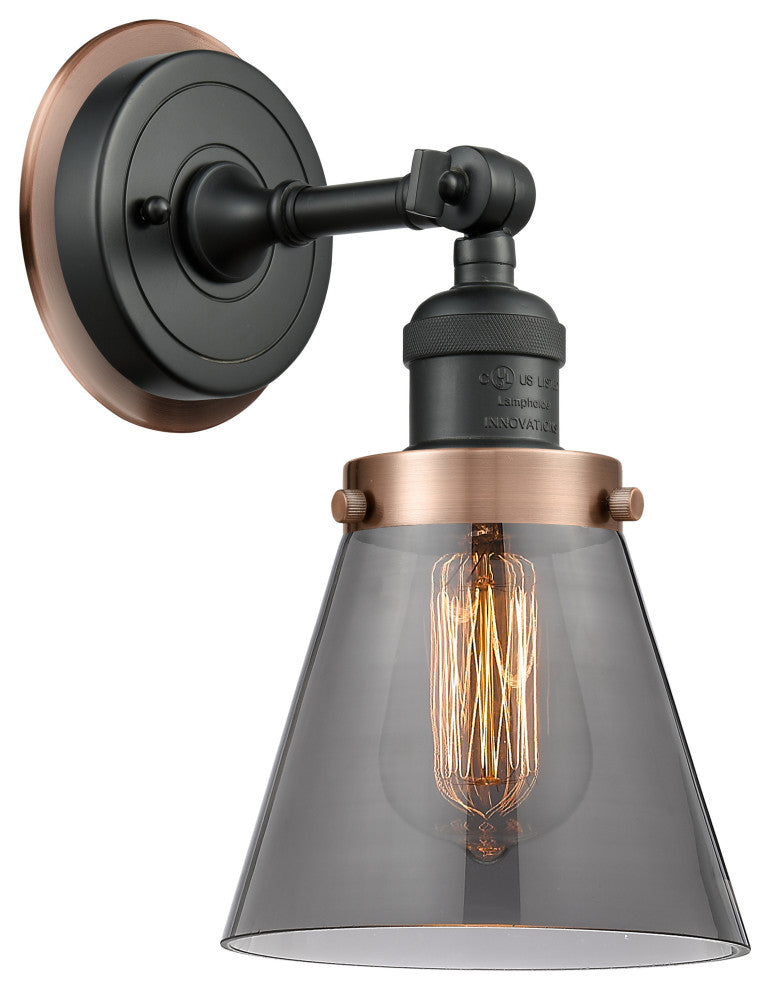 INNOVATIONS LIGHTING 203BK-BPAC-HRAC-G63 Small Cone 1 Light Mixed Metals Sconce