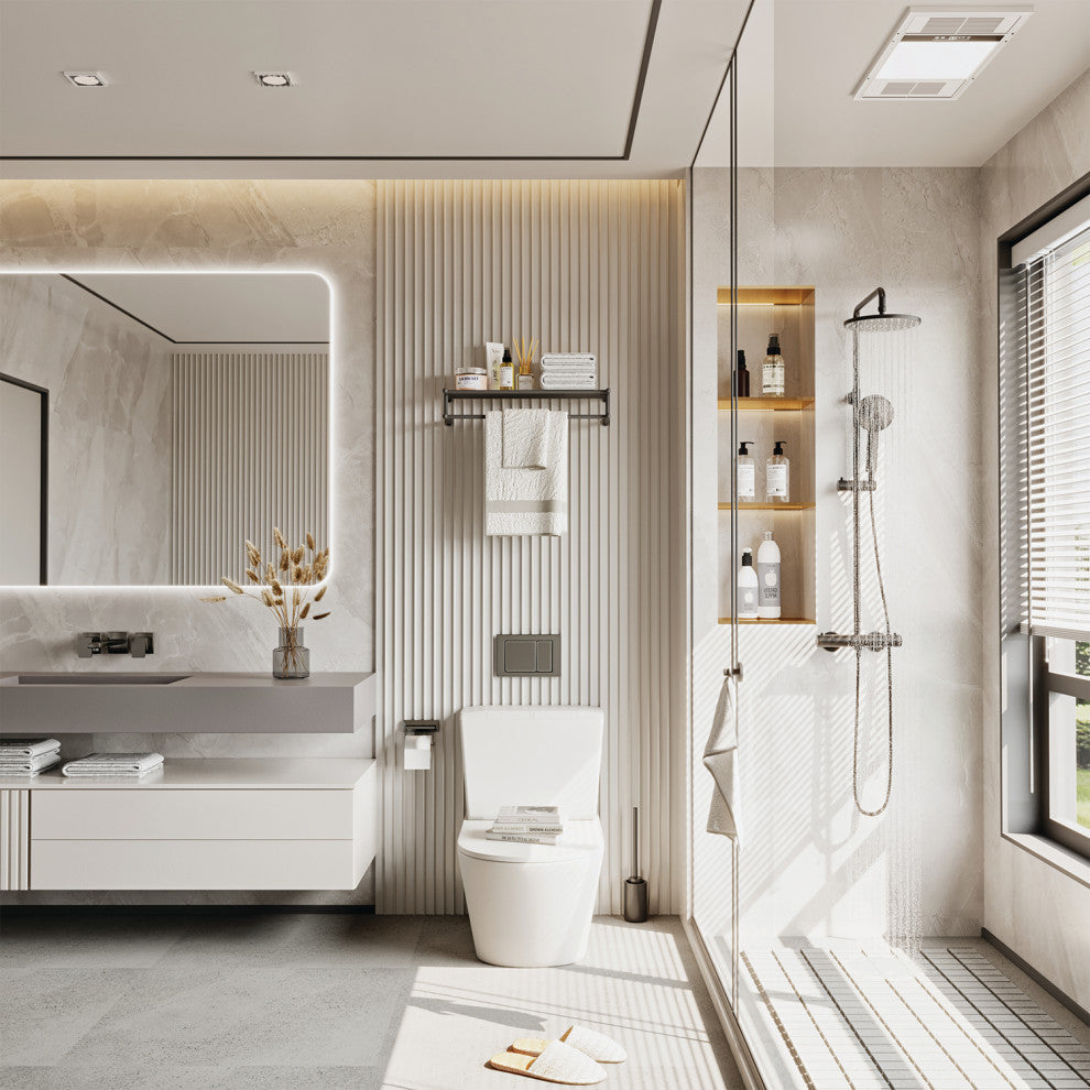 Eviva Bianca Black Powder Coated Thermostatic Round Shower Column