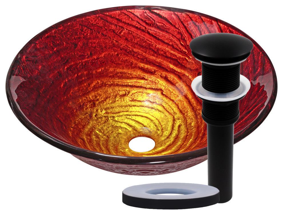 Novatto Misto Glass Vessel Sink with Drain and Mounting Ring, NOHP-G028, Matte Black