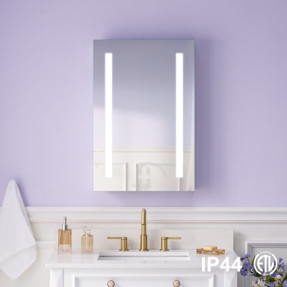 Recessed/Surface Mount LED Medicine Cabinet Mirror with Defogger, 20"x30" Left Hinge