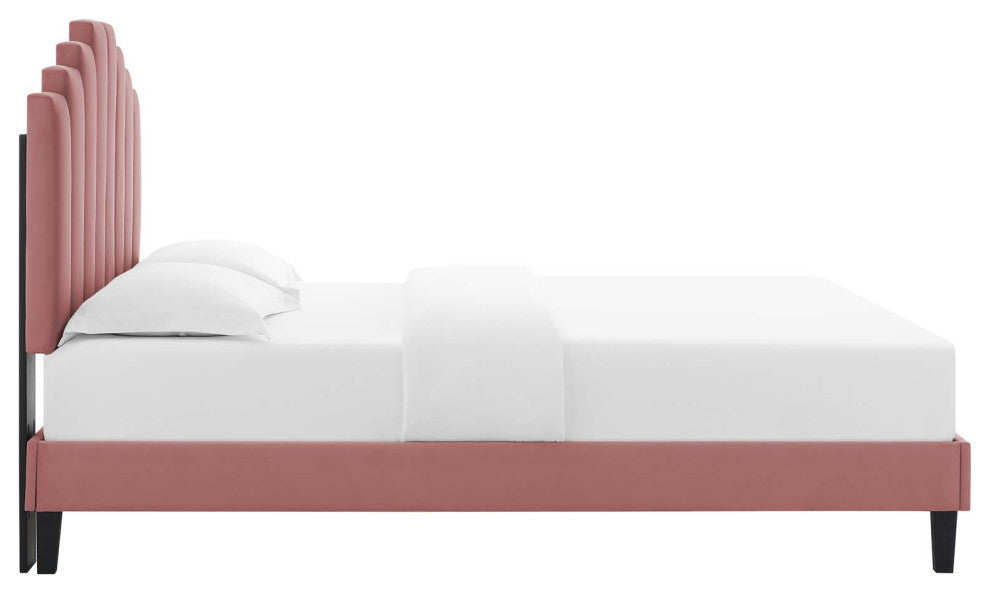 Elise Full Performance Velvet Platform Bed MOD-6877-DUS