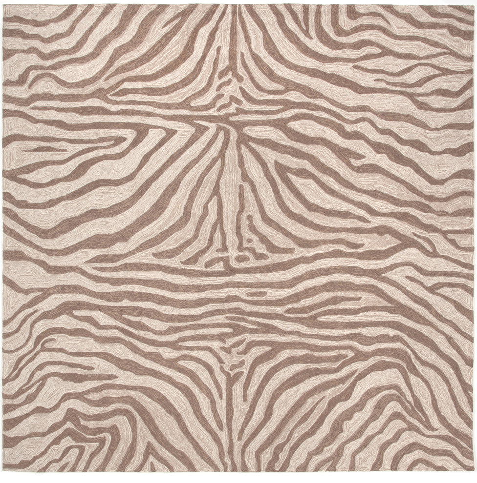 Ravella Zebra Indoor/Outdoor Rug, Brown, 8' Square