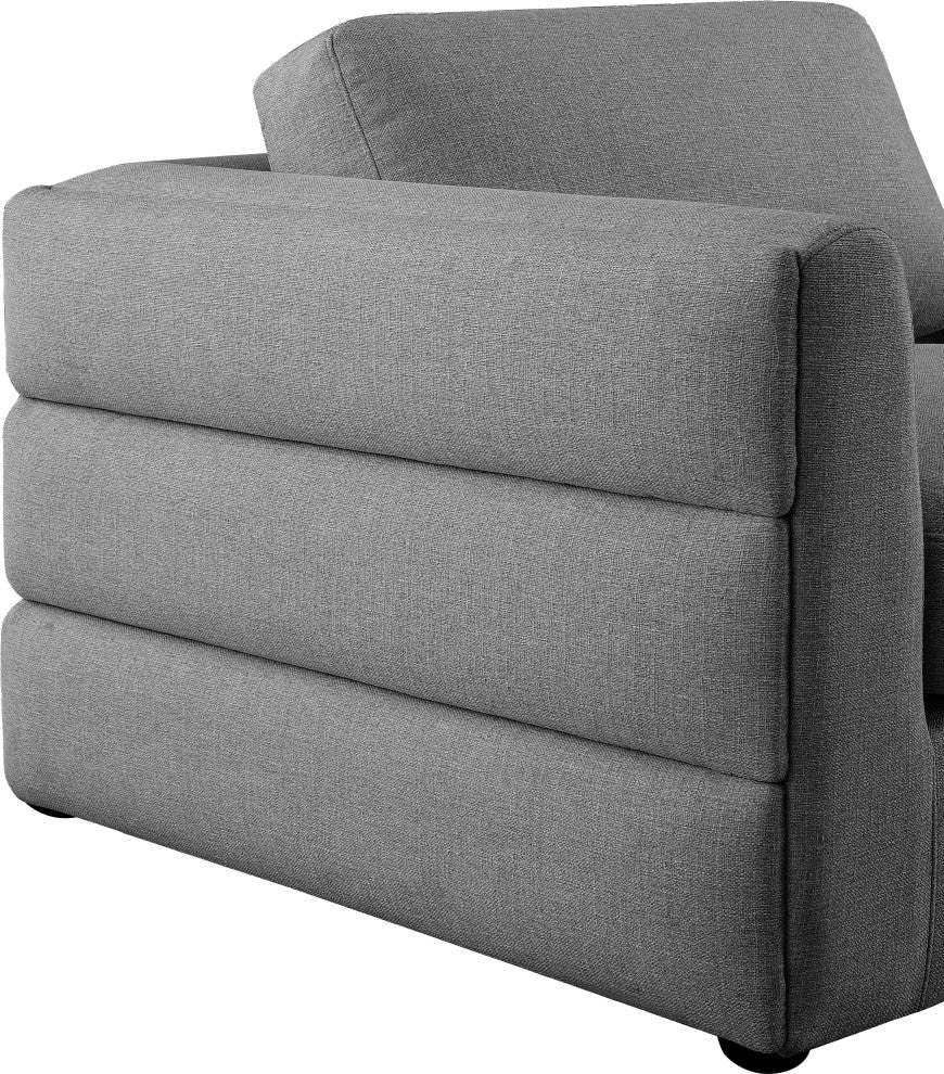 Beckham Linen Textured Fabric Upholstered 3-Piece Modular Sofa, Grey