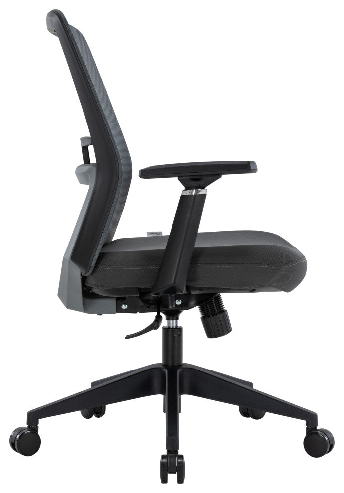 LeisureMod Ingram Modern Mesh Office Task Chair With Adjustable Armrests, Grey/Grey