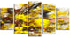 Yellow Flowers Watercolor Illustration, Floral Art Canvas Art, 60"x32", 5 Panels