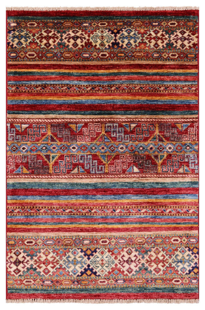 Super Kazak Khorjin Hand Knotted Wool Rug 2' 7" X 4' 0" Q11043