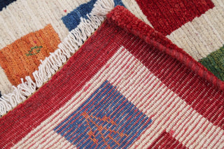 Consigned, Oriental Persian Style Hand-Knotted Gabbeh Area Rug, Beige, 4'3"X3'5"