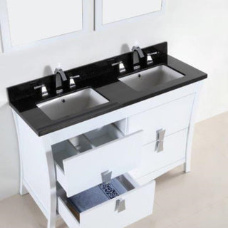 48" Double Sink Vanity, White With Black Galaxy Top