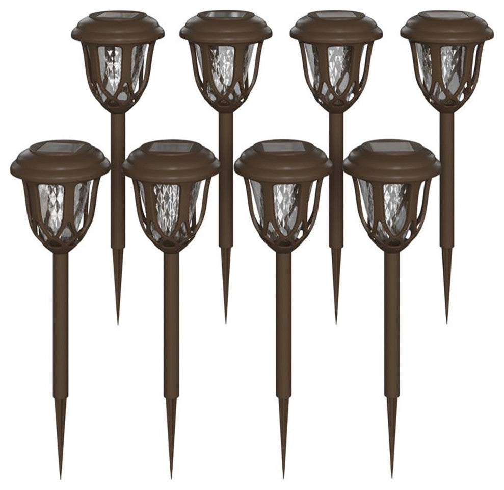 Flash Furniture Tulip Solar Powered Plastic LED Garden & Pathway Lights in Brown