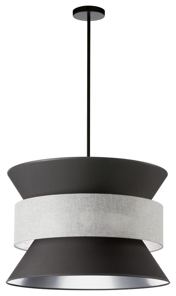 Questa Transitional 4 Light Black Matte Black Fabric Pendant