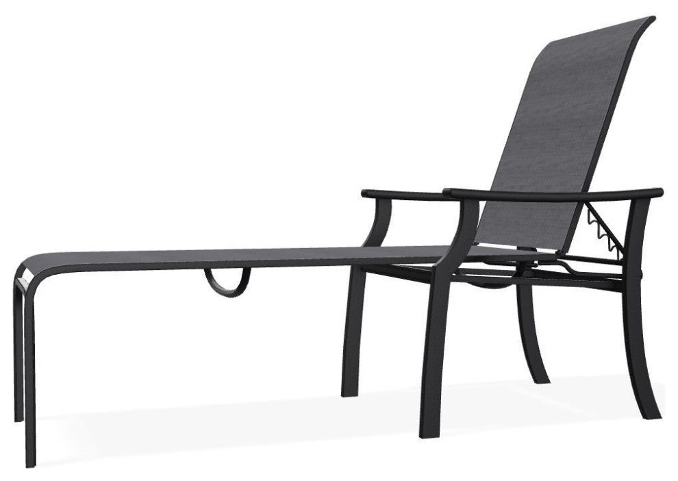 St. Catherine Sling 4-Position Outdoor Chaise Lounge, Augustine Pewter/Black
