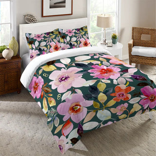 Laural Home Deep Flora Twin Duvet Cover