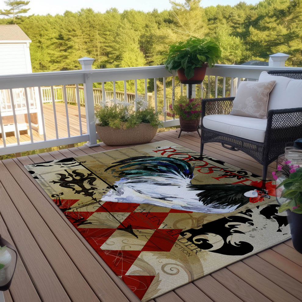 Indoor/Outdoor Kendall KE3 Khaki Machine Washable 5' x 7'6" Rug
