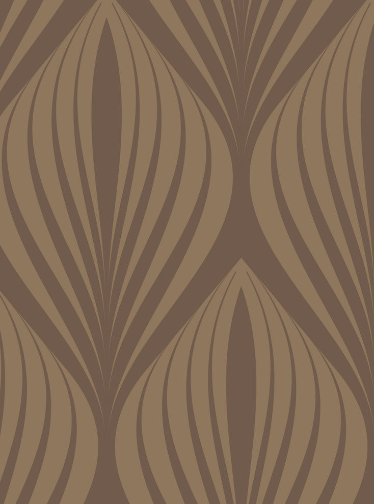 Elegant Modern Leaves Peel and Stick Vinyl Wallpaper, Brown, 24"w X 60"h