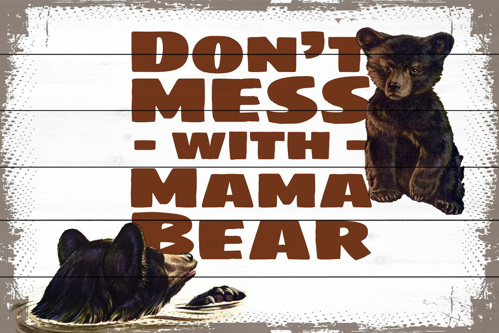 "Mama Bear" Painting Print on White Wood