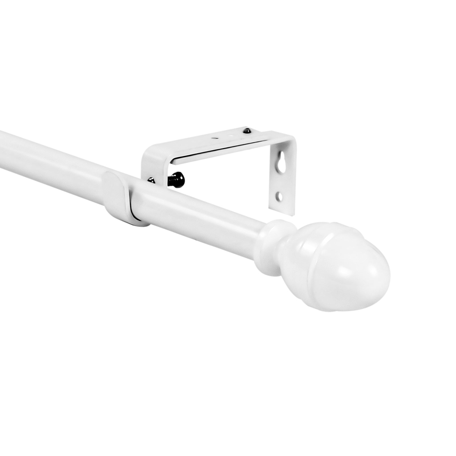 Adjustable Acorn Drapery 5/8" Rod, 28"-48", Glossy White