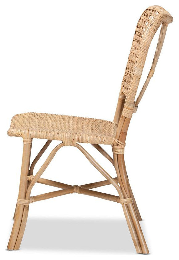 Nadira Modern Bohemian Natural Brown Finished Rattan Dining Chair