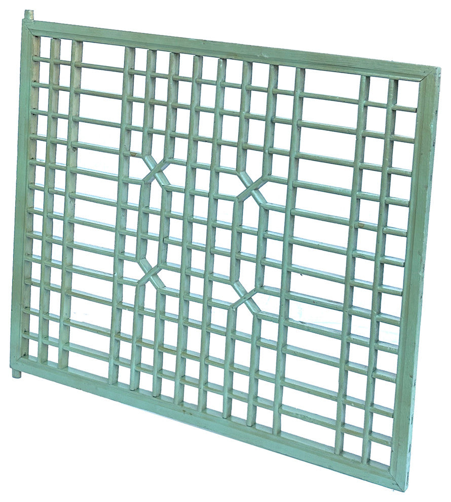 Vintage Rustic Pastel Light Green Grid Geometric Wood Wall Panel