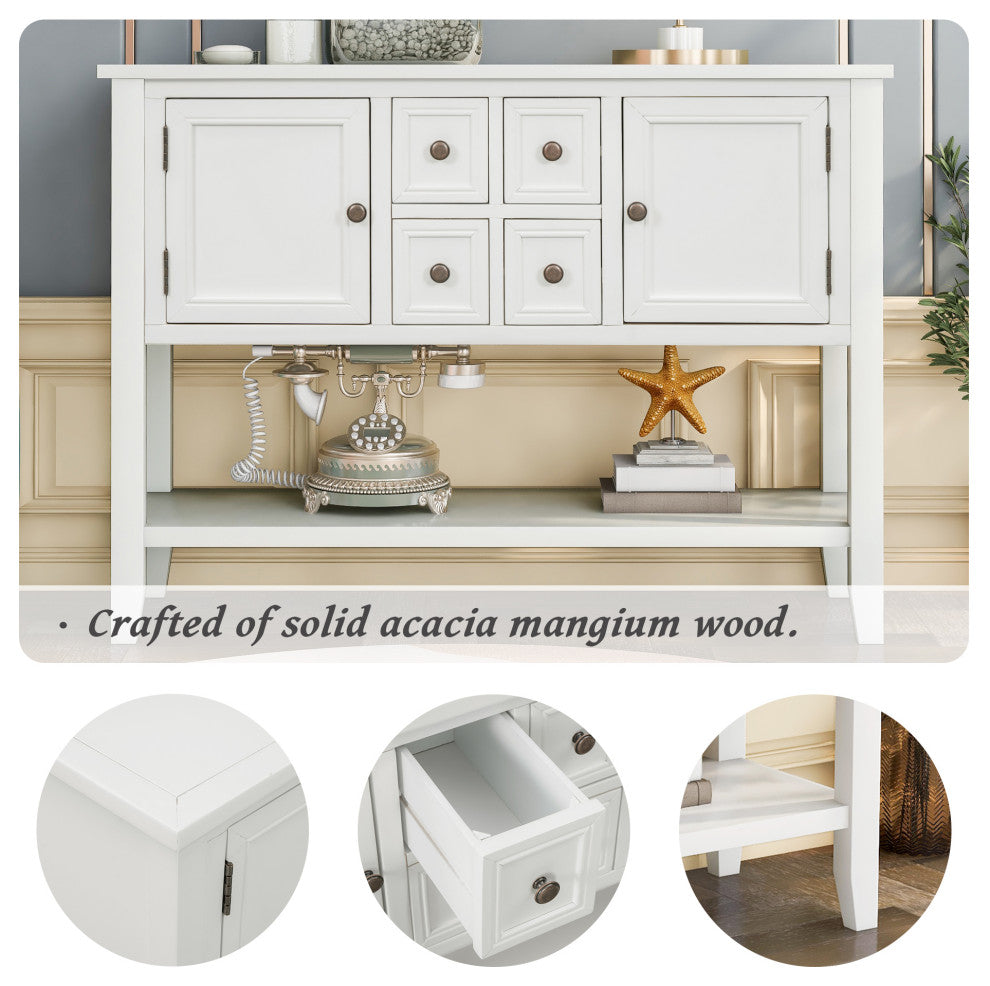 TATEUS 46" Console Table Buffet Sideboard Storage Drawers Cabinets Sofa Tables, White