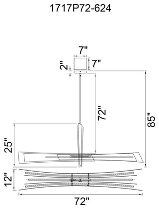 Solara Integrated LED Chandelier, Brass, 72 Inches