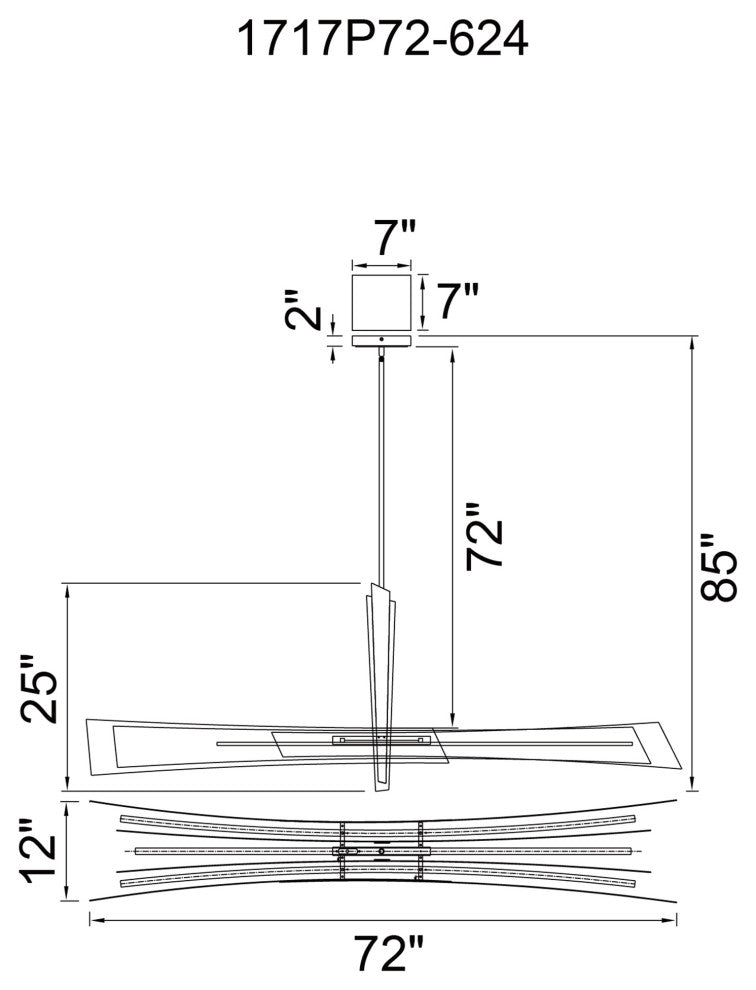 Solara Integrated LED Chandelier, Brass, 72 Inches