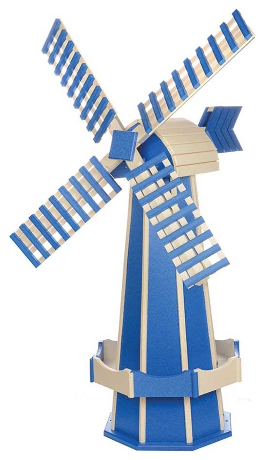 Blue, Ivory Windmill, Working Dutch Garden Weather Vane, Amish Made, 41"