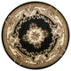 HomeRoots 7' Round Black or Ivory Floral Bordered Indoor Area Rug