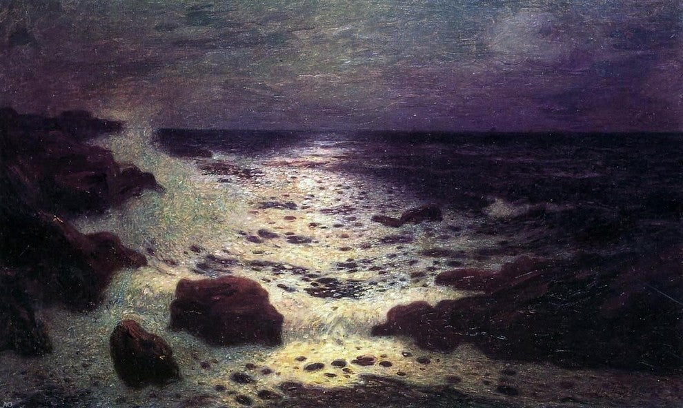 Ferdinand Du Puigaudeau Moonlight on the Sea and the Rocks Gallery Wrap Canvas