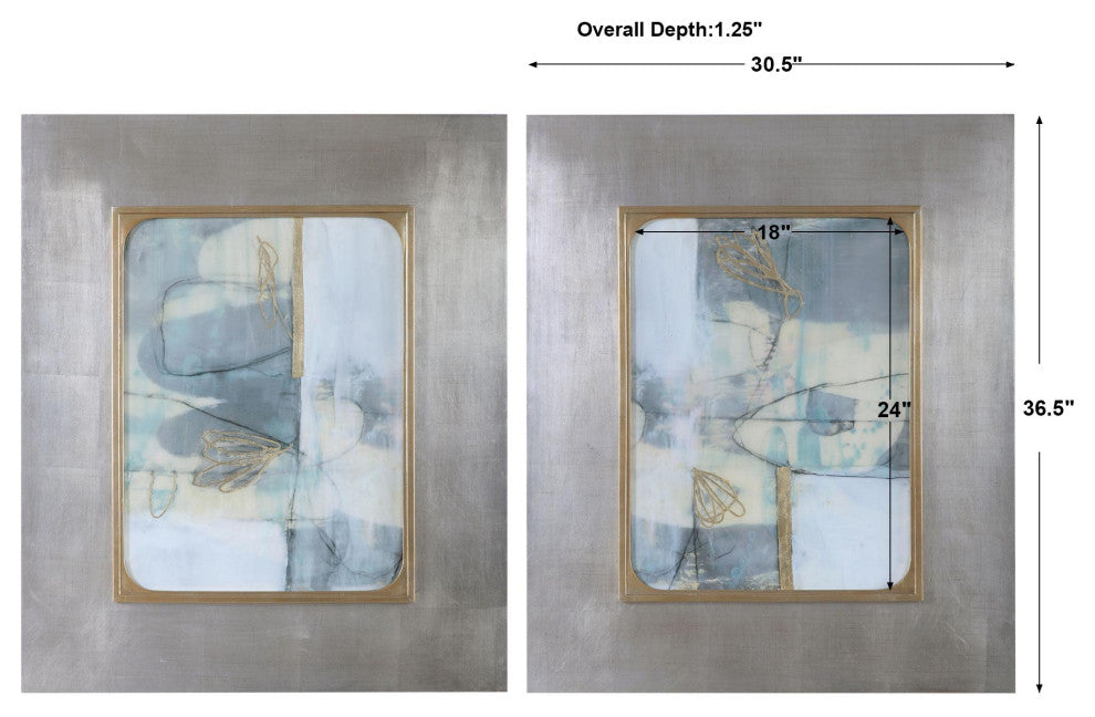 Uttermost 41613 Gilded Whimsy 37" x 31" Framed Abstract Graphic - Multicolored