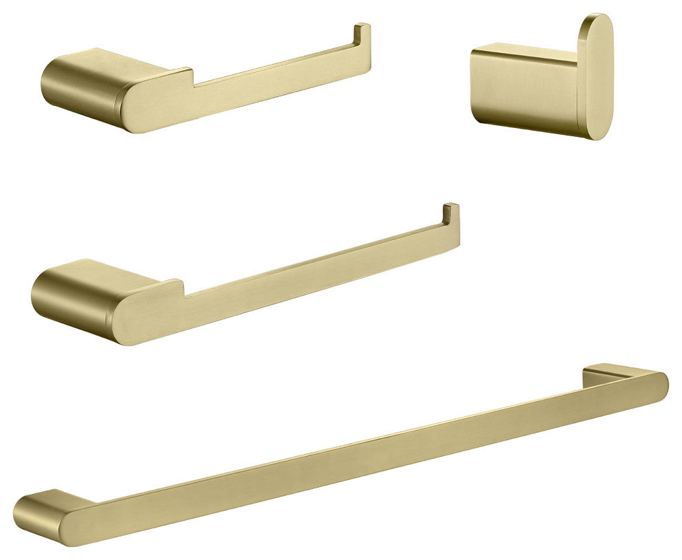 4-Piece Bathroom Wall Mount Towel Rack Set, Brushed Gold