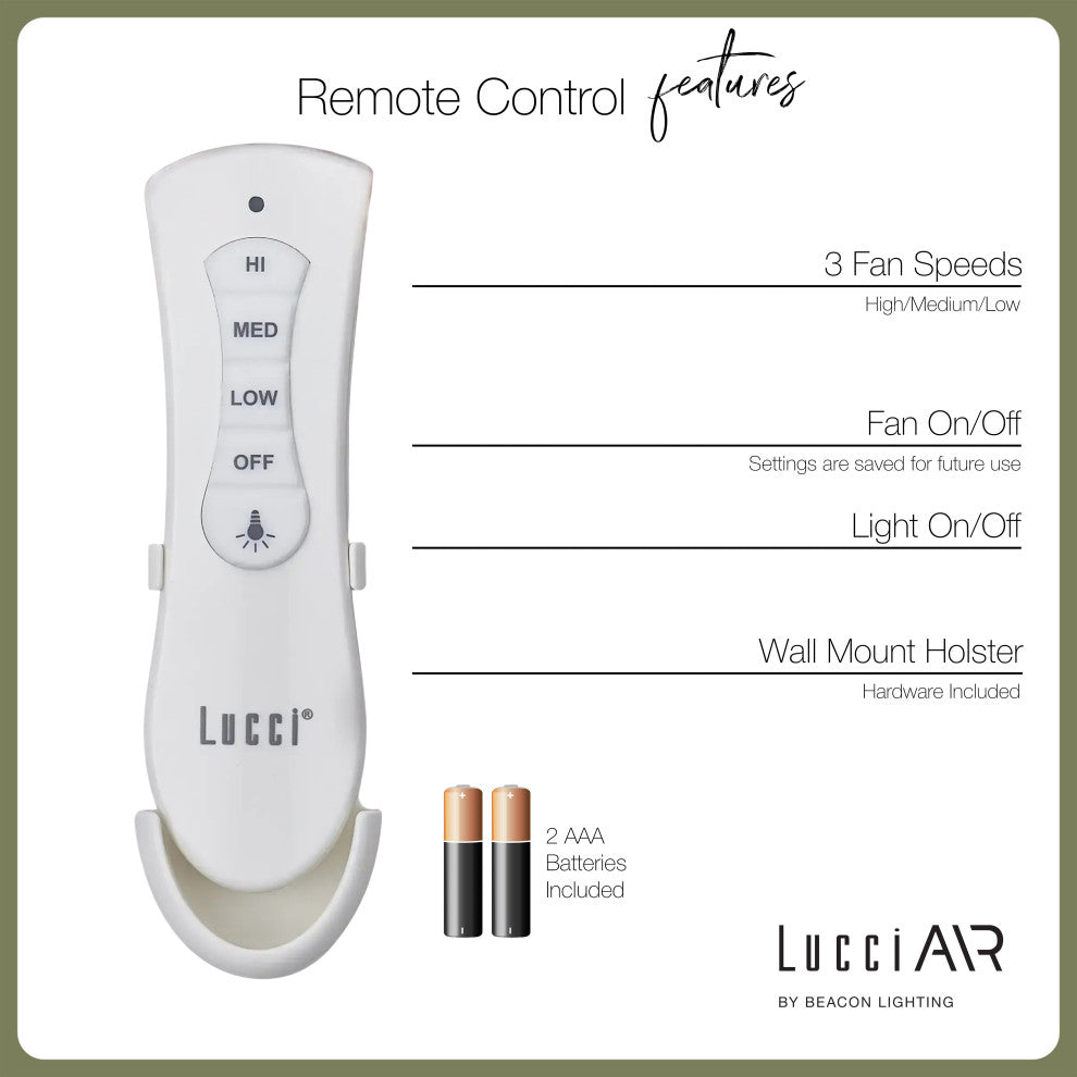 Lucci Air Aria Hugger 52" CTC Light With Remote Ceiling Fan, White