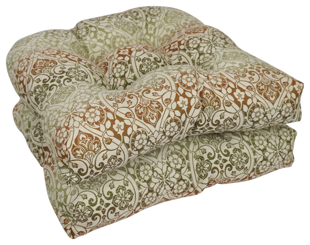 19" U-Shaped Premium Outdoor Tufted Chair Cushions, Set of 2, Festive Spice