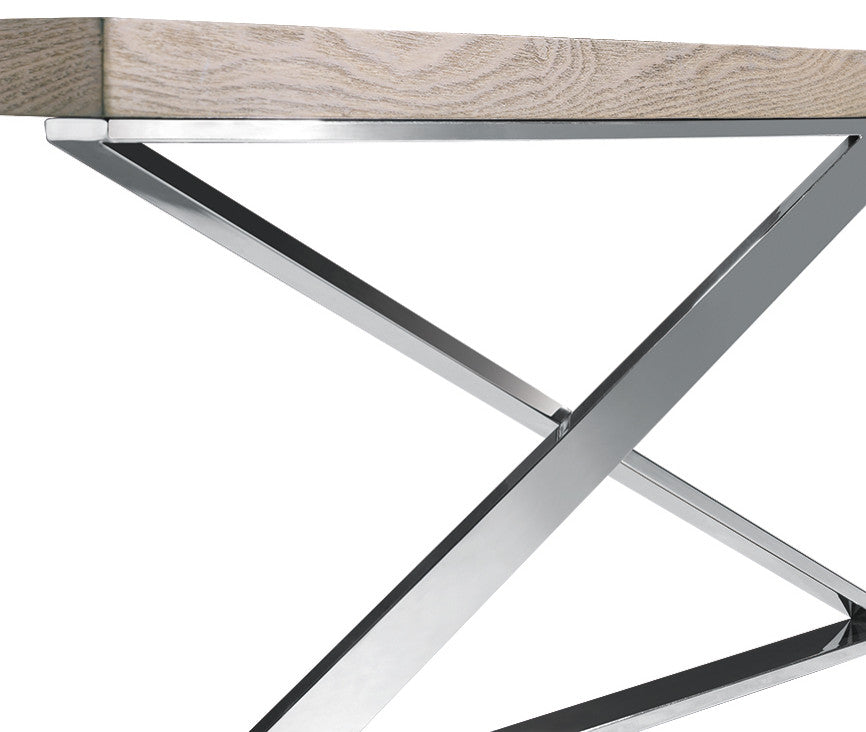HomeRoots 15" Antique Ash Veneer and Steel Coffee Table