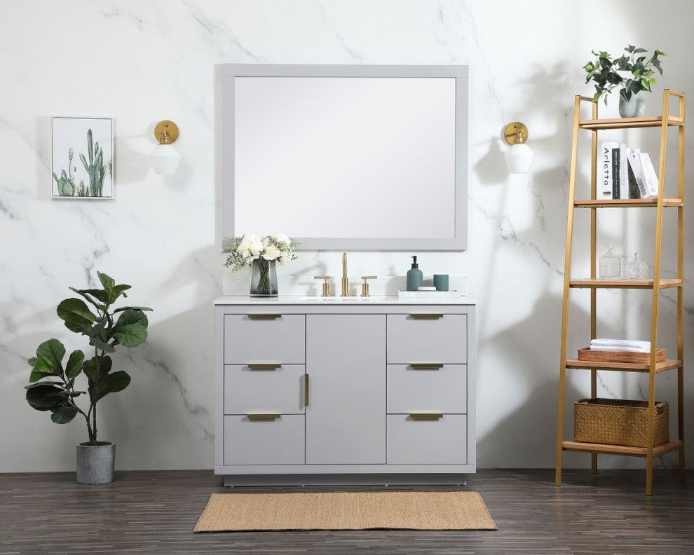 48" Single Bathroom Vanity, Gray, With Backsplash