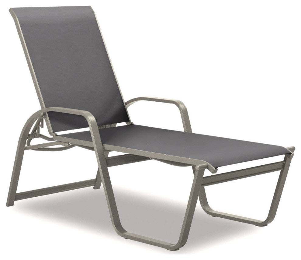 Aruba II 4-Position High Bed Chaise, Textured Warm Gray, Augustine Pewter