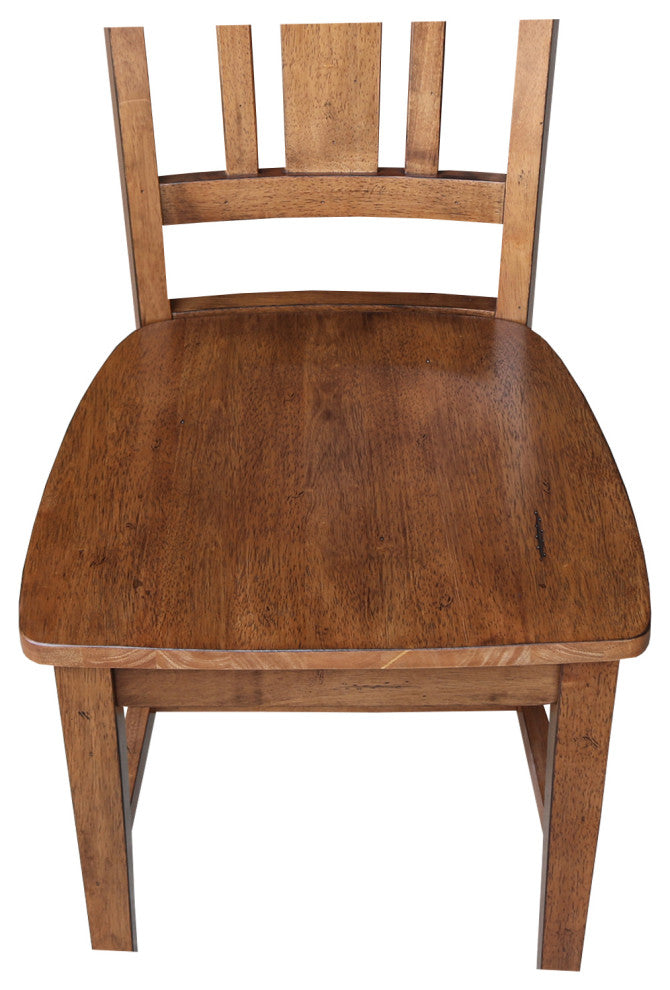 Set of Two San Remo Slat Back Chairs, Distressed Oak