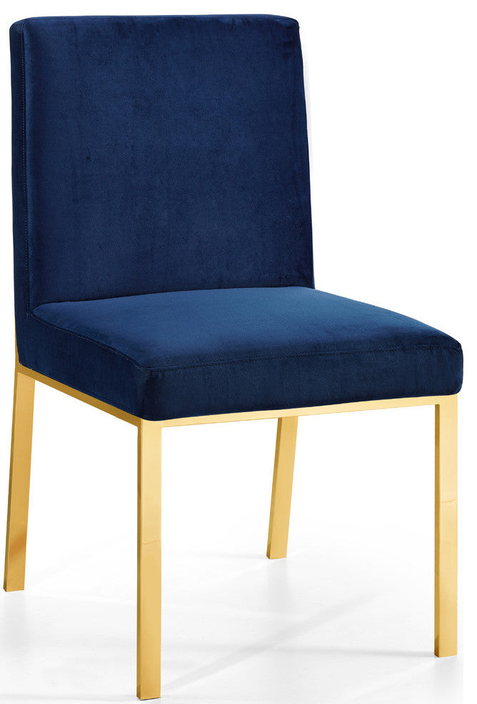 Opal Velvet Dining Chairs, Set of 2, Navy, Gold Base