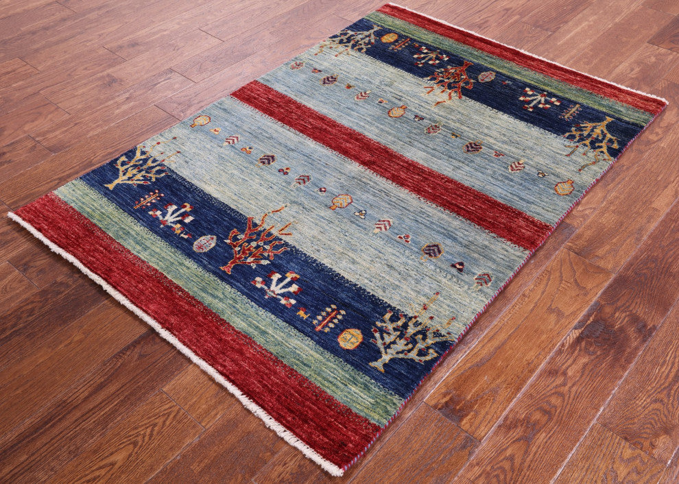 3' 3" X 4' 9" Handmade Persian Gabbeh Tribal Wool Rug Q10726