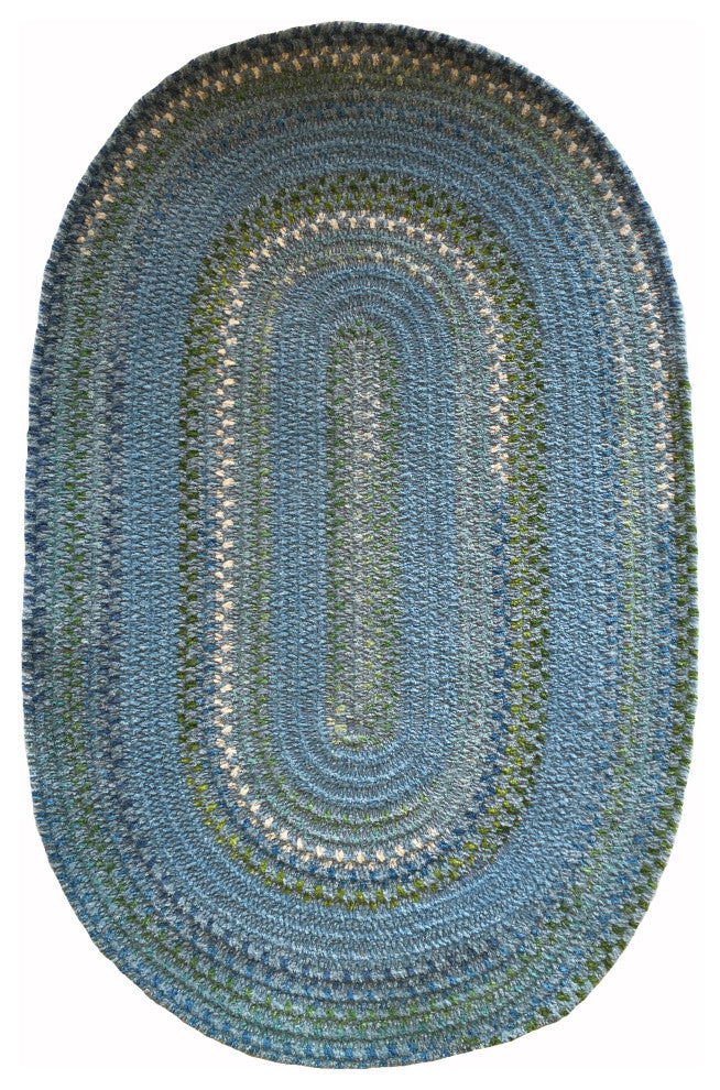 Bailey Oval Braided Area Rug, 7'x9', Delphinium Blue