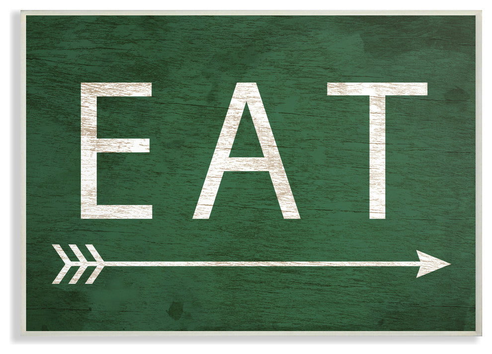 Eat With Arrow Green Wall Plaque Art, 10x15